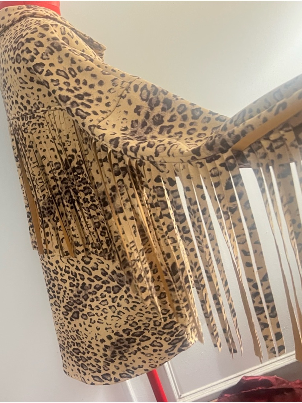 Blue B Collection Leopard Print Button-Up Fringe Shacket - Tan &  Black size L - Picture 5 of 10